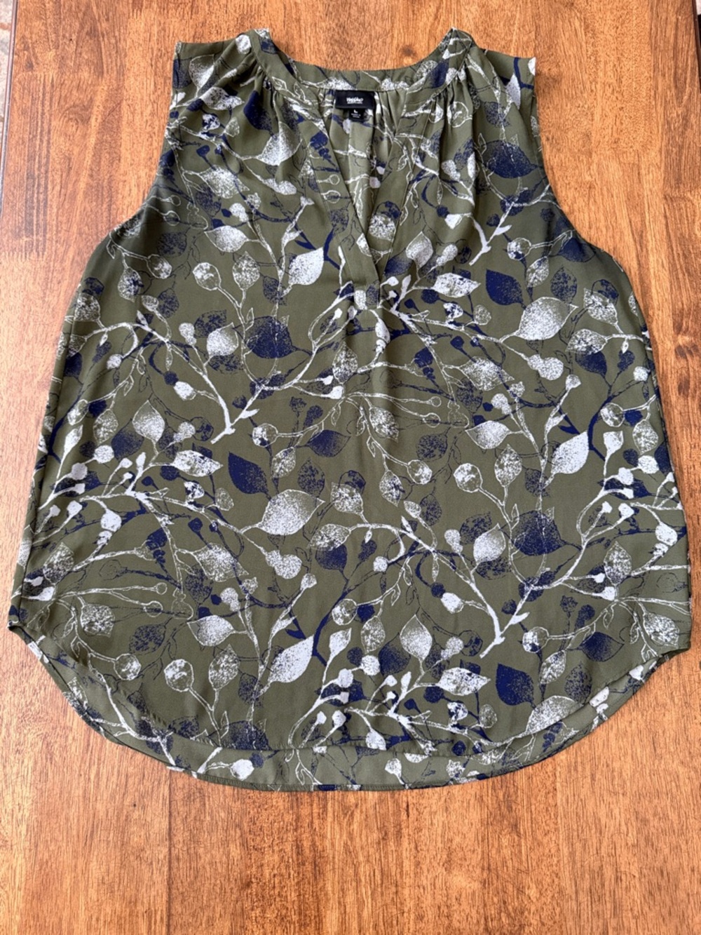 Mossimo Supply Co. Olive Green Botanical Print Sleeveless Top